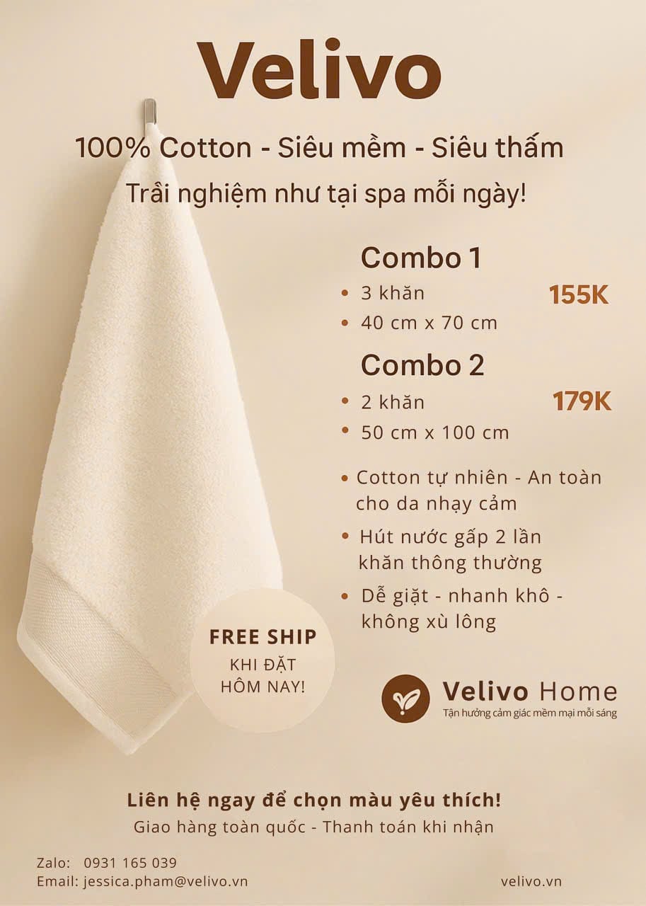 Khăn tắm Cao cấp VELIVO HOME - Ảnh 5